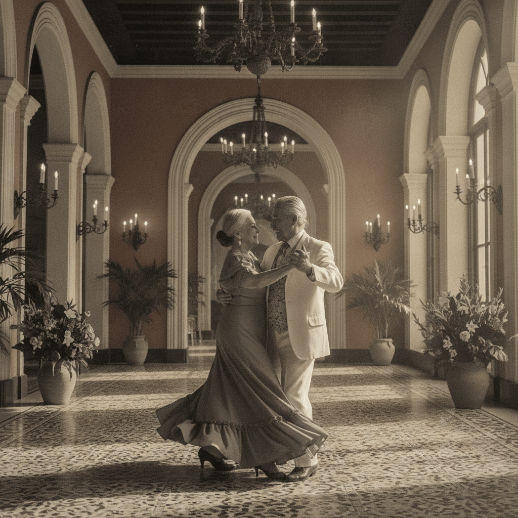 Pareja elegante bailando tango en Lima